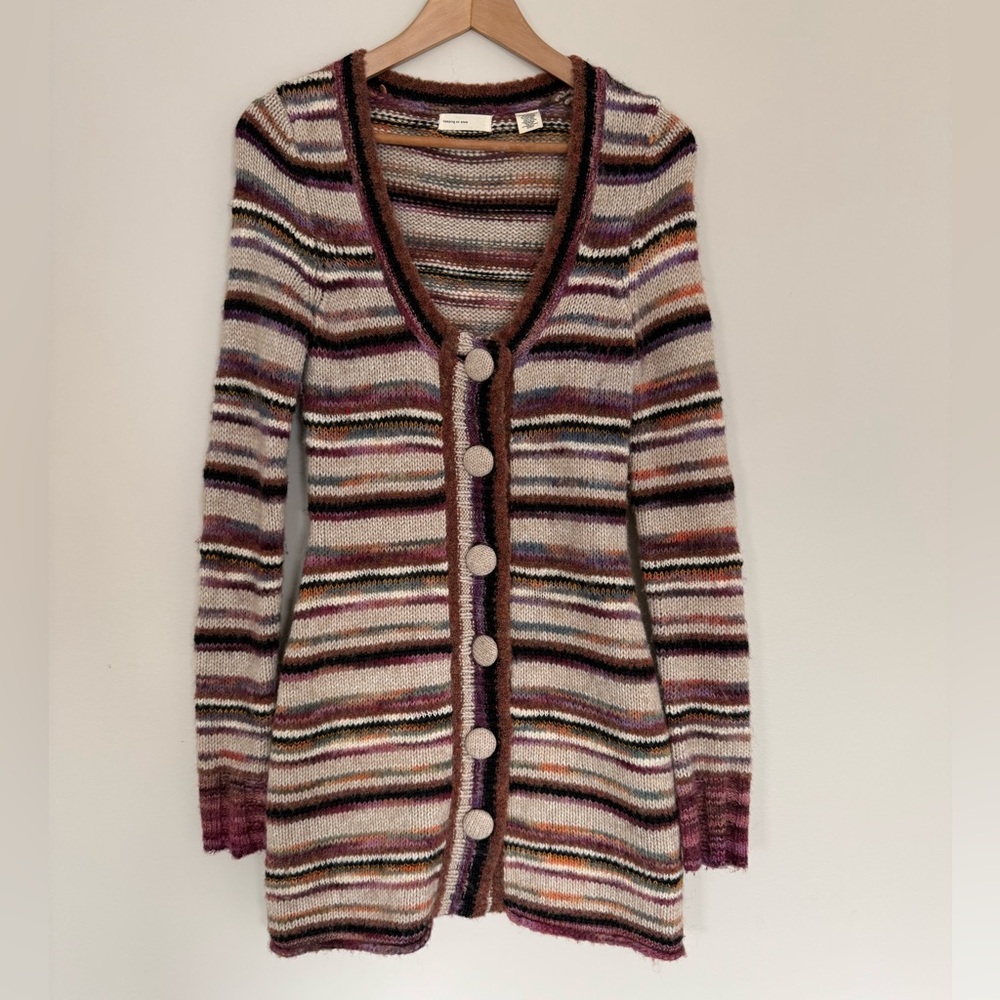 Anthropologie Sleeping On Snow Cardigan Autumn Sun Stripe Wool Alpaca Blend XS